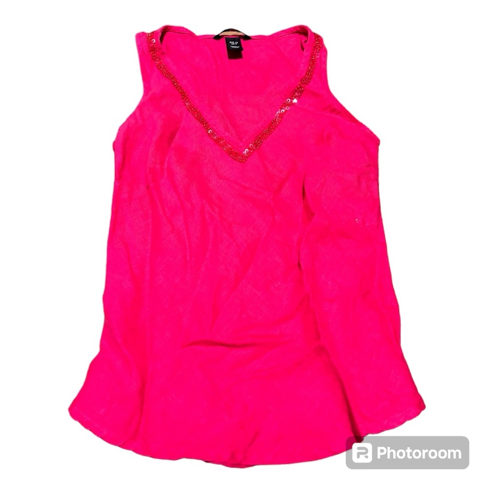 beaded linen tank